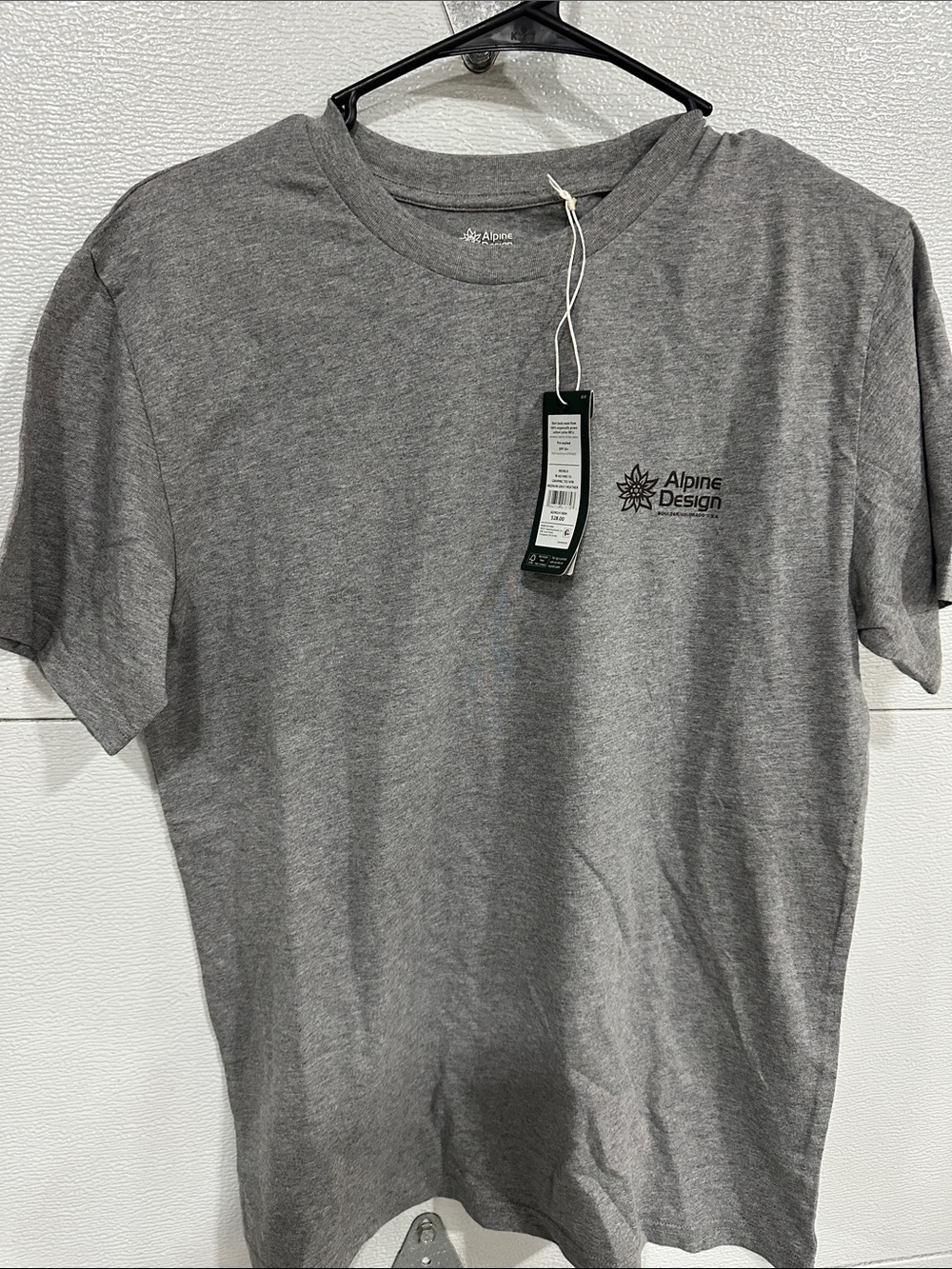 Alpine Design Men's Gray Short Sleeve Crew Tee with Chest Logo